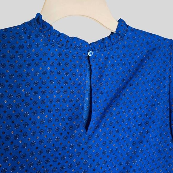 Maison d’Amélie Paris Floral Ruffle Blouse Women's Size Small Blue Long Sleeve - Picture 15 of 16